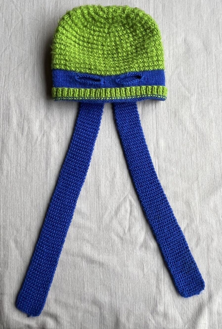 Andes Gifts Ninja Turtle Mask Beanie Hat Green Blue Alpaca Blend Handmade OS